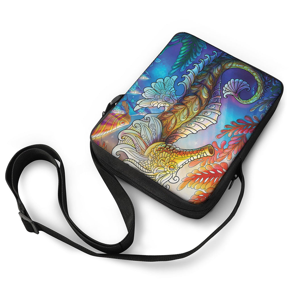 Colorful Seahorse Print Rectangular Crossbody Bag