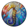 Colorful Seahorse Print Round Floor Mat