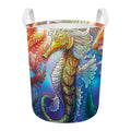 Colorful Seahorse Print Round Laundry Basket