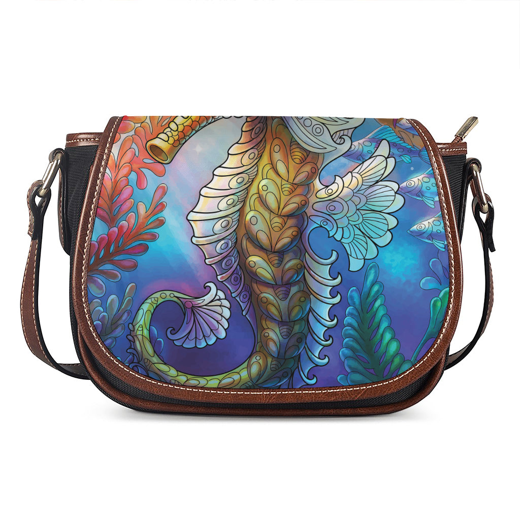 Colorful Seahorse Print Saddle Bag
