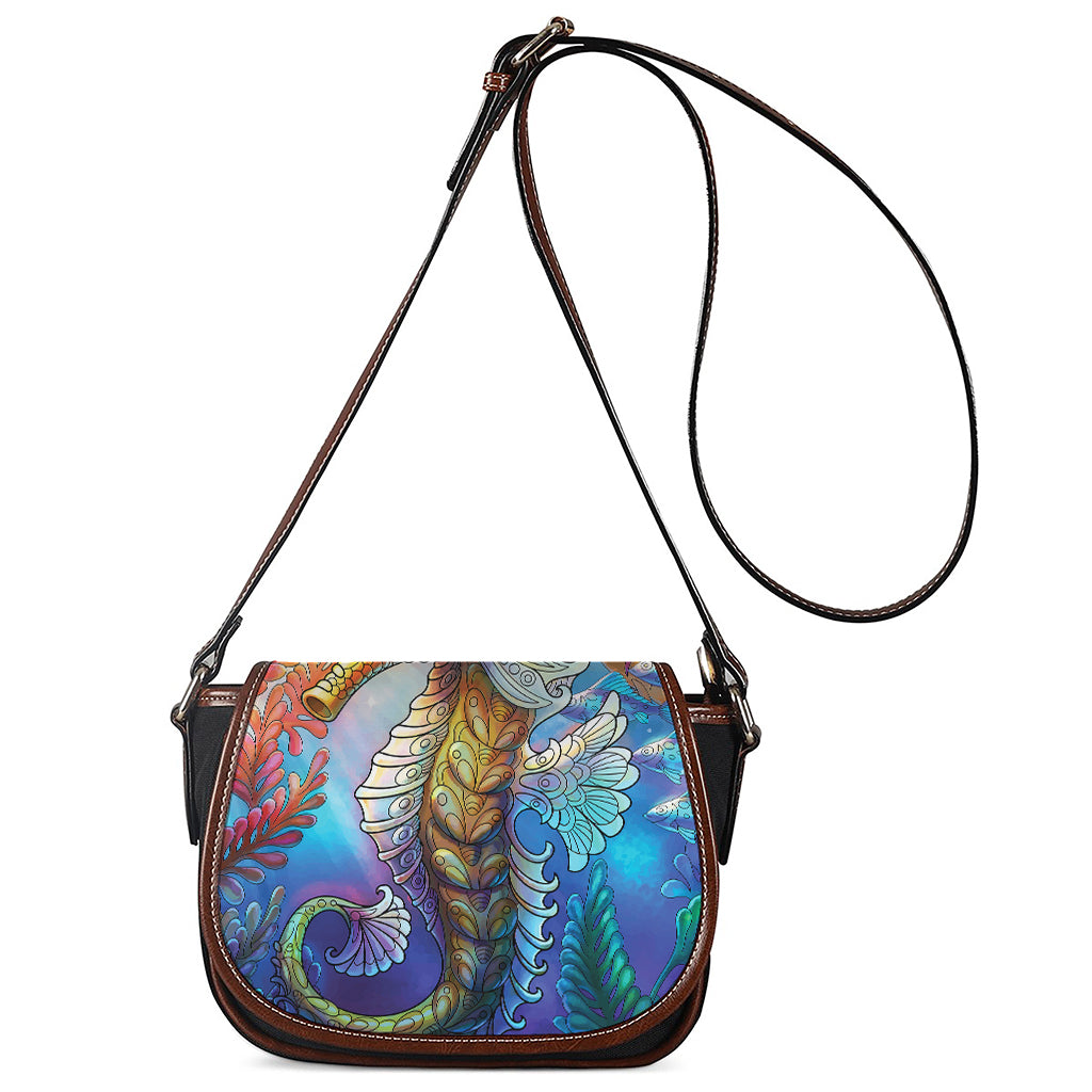 Colorful Seahorse Print Saddle Bag