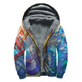 Colorful Seahorse Print Sherpa Lined Zip Up Hoodie