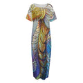 Colorful Seahorse Print Short Sleeve Long Nightdress