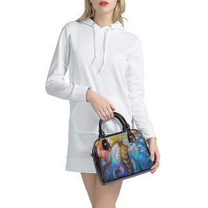 Colorful Seahorse Print Shoulder Handbag
