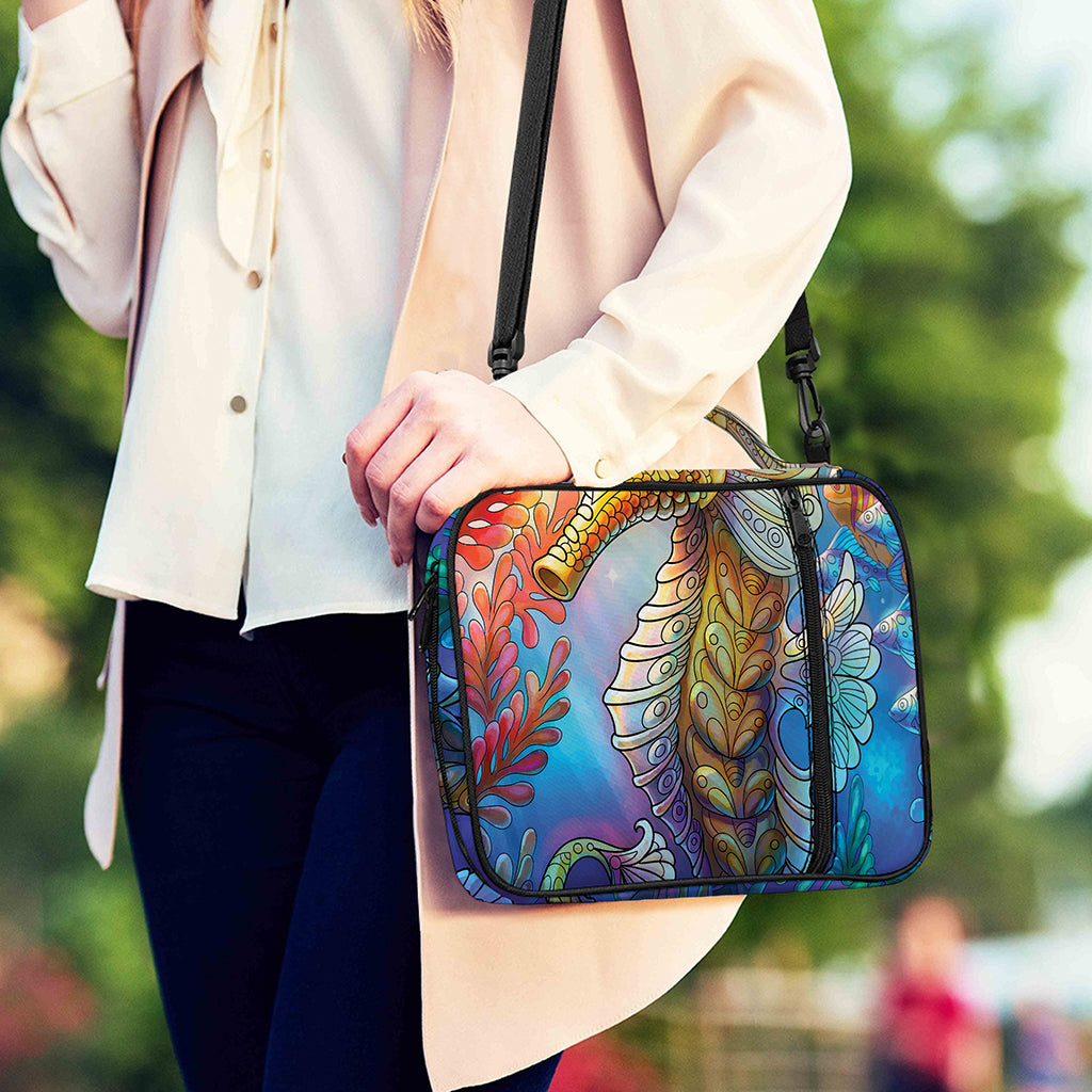 Colorful Seahorse Print Shoulder Strap Bible Bag
