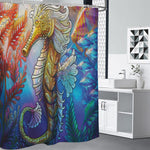 Colorful Seahorse Print Shower Curtain