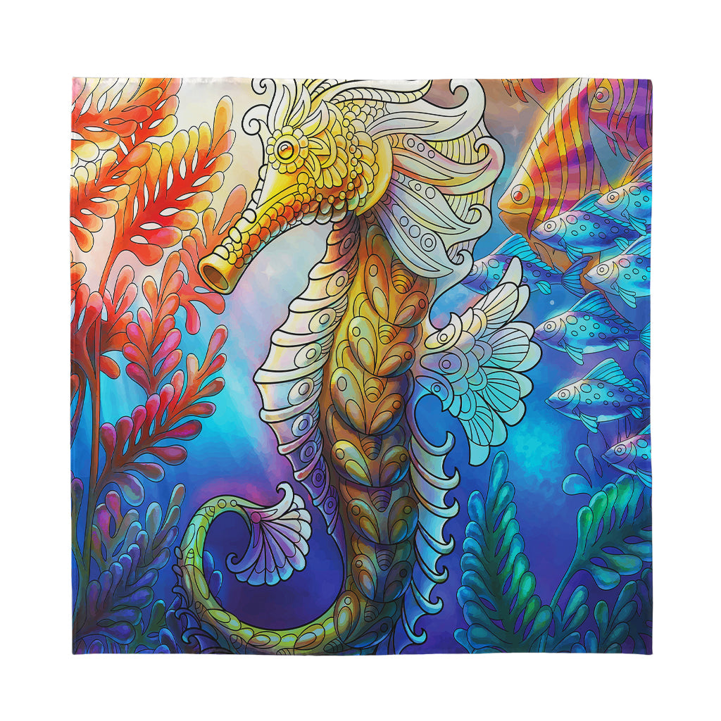 Colorful Seahorse Print Silk Bandana
