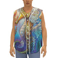 Colorful Seahorse Print Sleeveless Baseball Jersey