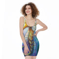 Colorful Seahorse Print Sleeveless Bodycon Dress