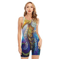 Colorful Seahorse Print Sleeveless One Piece Swimsuit