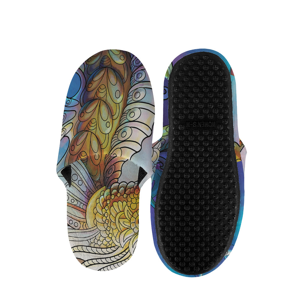 Colorful Seahorse Print Slippers