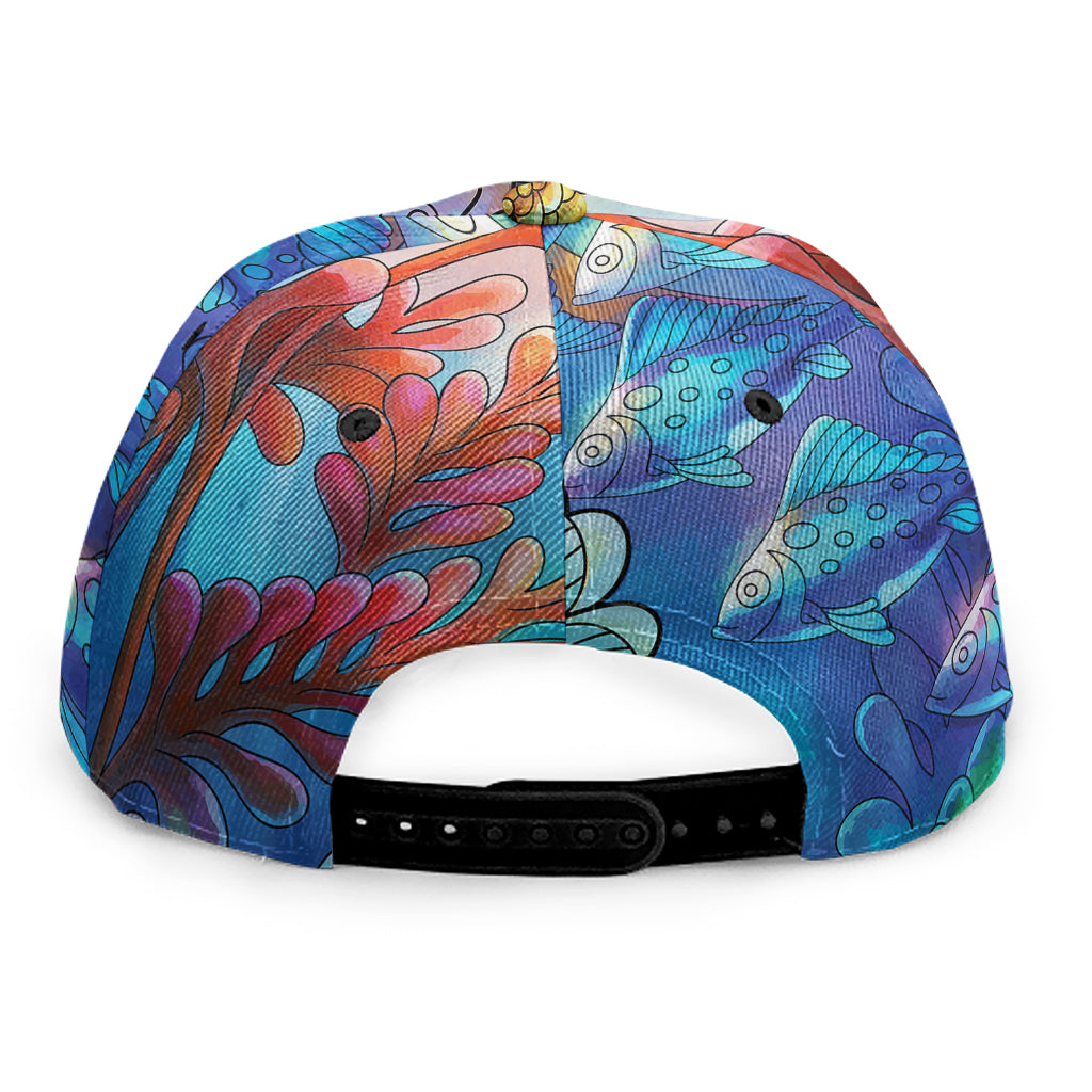 Colorful Seahorse Print Snapback Cap