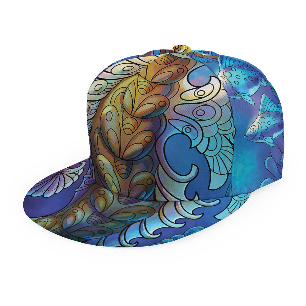 Colorful Seahorse Print Snapback Cap