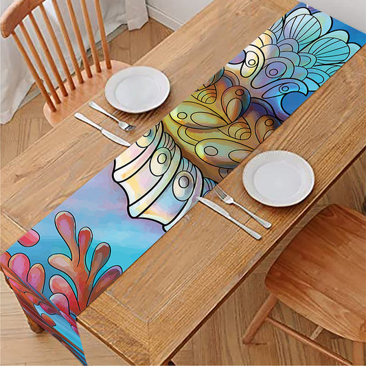 Colorful Seahorse Print Table Runner