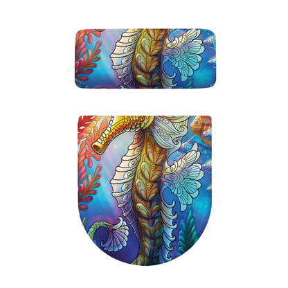 Colorful Seahorse Print Toilet Lid And Tank Cover Set