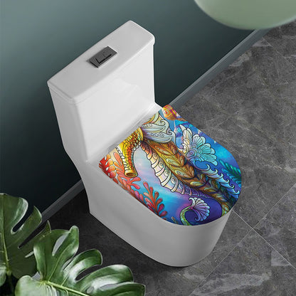 Colorful Seahorse Print Toilet Lid Cover