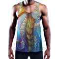 Colorful Seahorse Print Men's Workout Tank Top