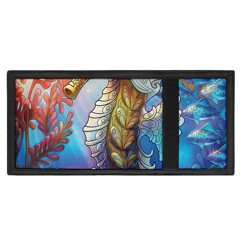Colorful Seahorse Print Trifold Wallet