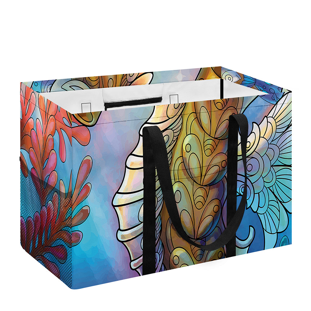Colorful Seahorse Print Utility Tote Bag