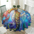 Colorful Seahorse Print Waterproof Round Tablecloth