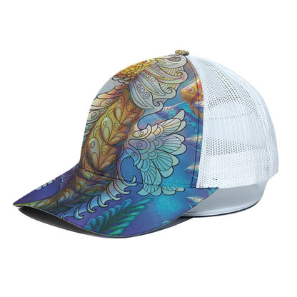 Colorful Seahorse Print White Mesh Trucker Cap