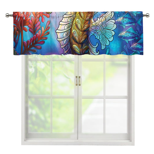 Colorful Seahorse Print Window Valance