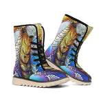 Colorful Seahorse Print Winter Boots