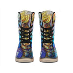 Colorful Seahorse Print Winter Boots