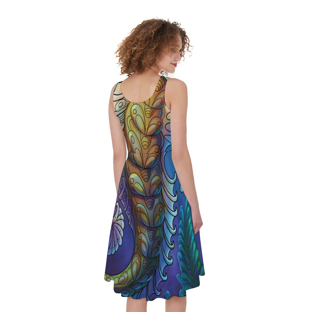 Colorful Seahorse Print Women's Sleeveless Dress