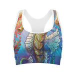 Colorful Seahorse Print Women's Sports Bra