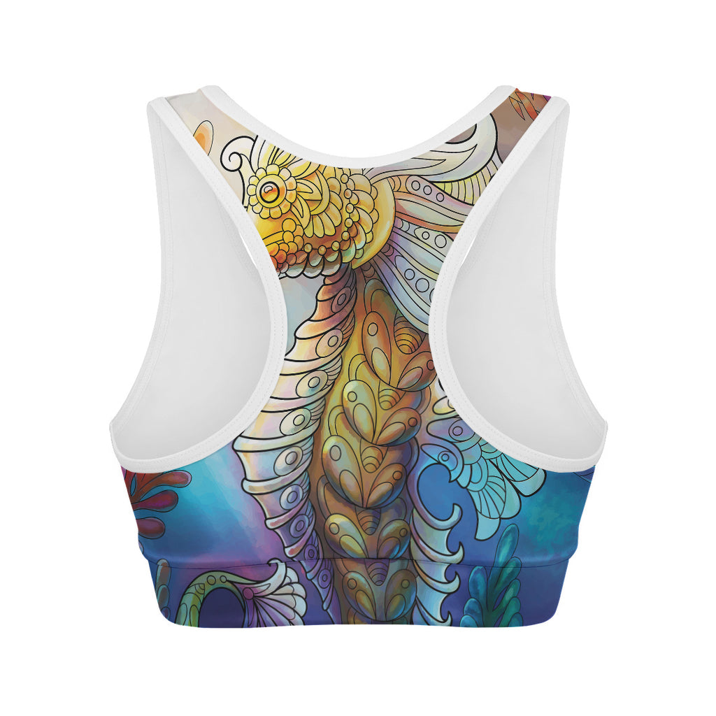 Colorful Seahorse Print Women's Sports Bra
