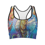 Colorful Seahorse Print Women's Sports Bra
