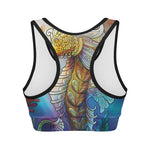 Colorful Seahorse Print Women's Sports Bra