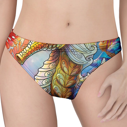 Colorful Seahorse Print Women's Thong