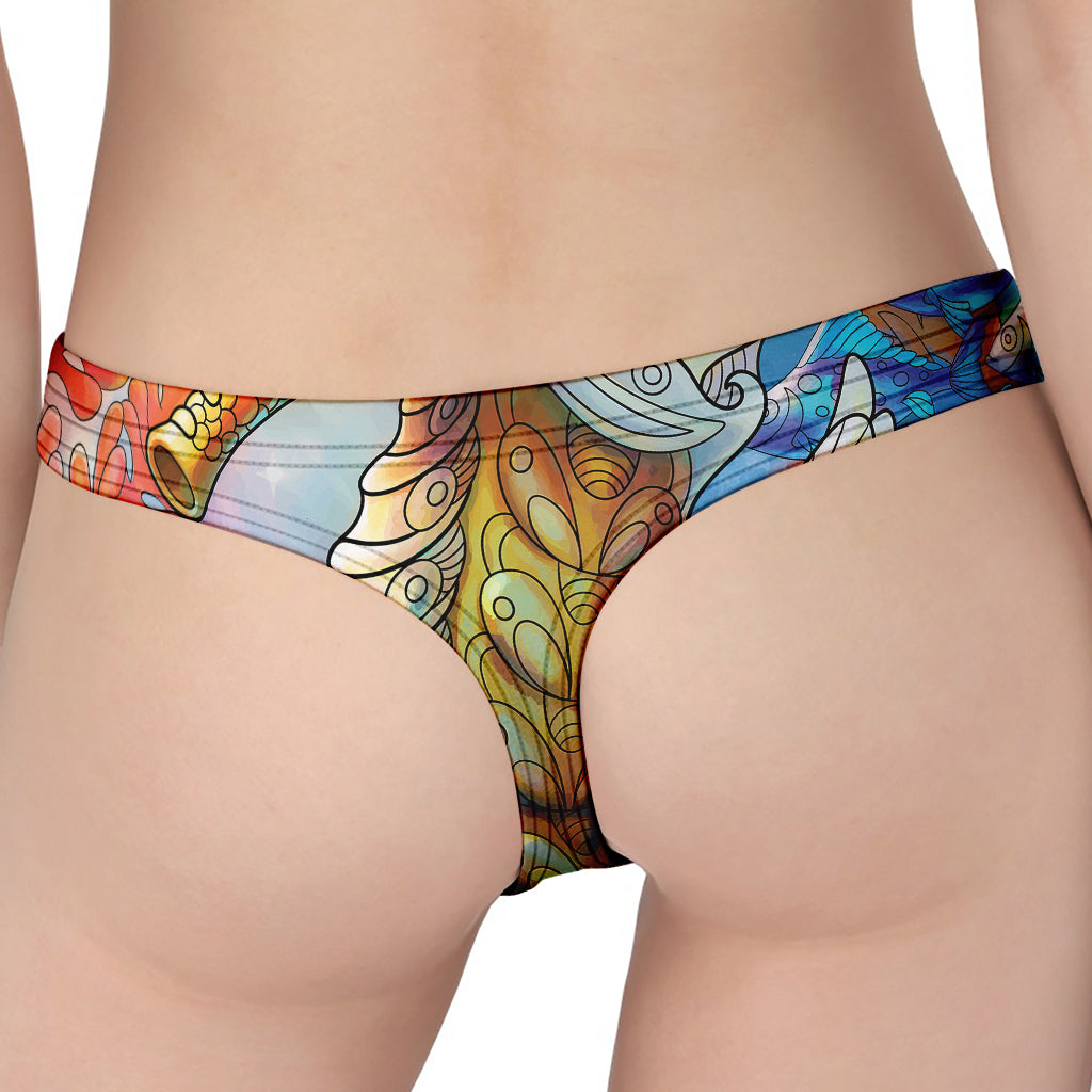 Colorful Seahorse Print Women's Thong