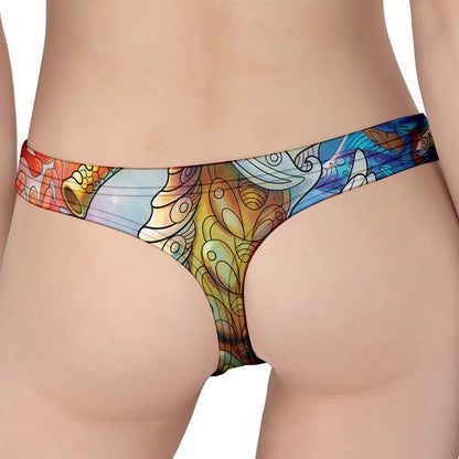 Colorful Seahorse Print Women's Thong