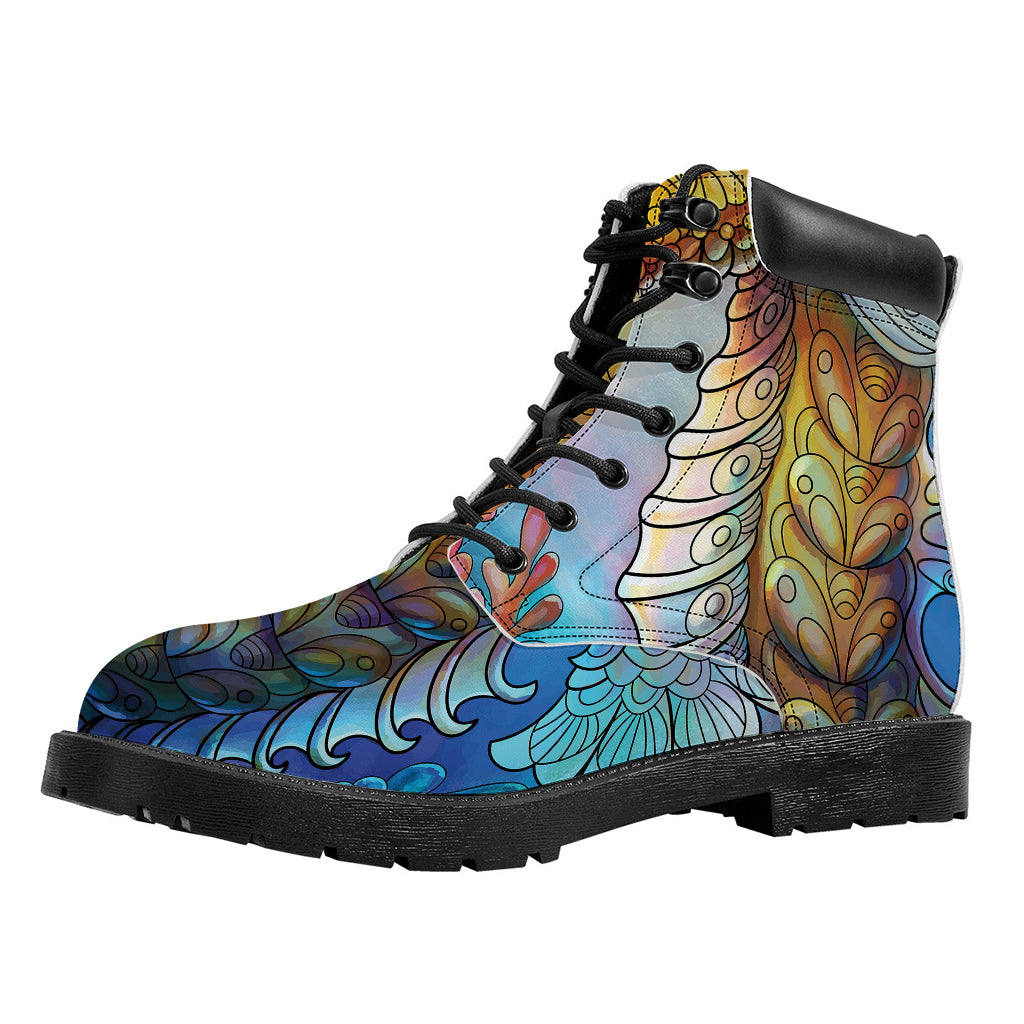 Colorful Seahorse Print Work Boots