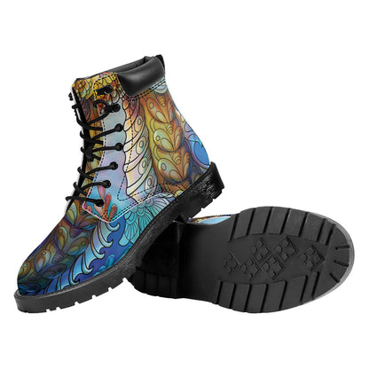 Colorful Seahorse Print Work Boots