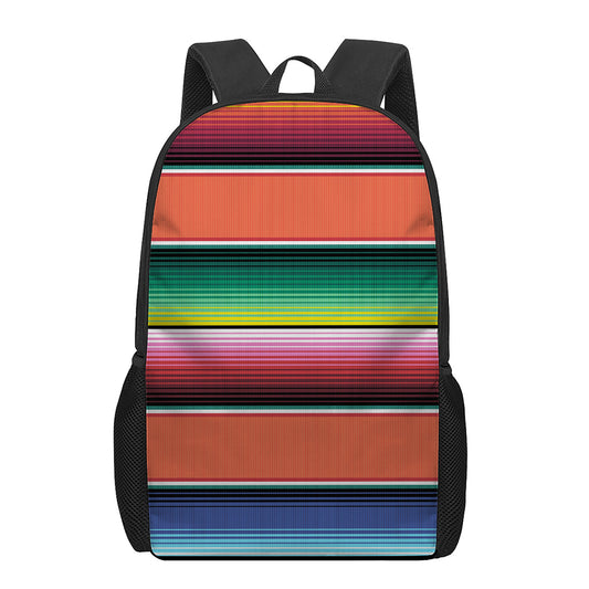 Colorful Serape Blanket Pattern Print 17 Inch Backpack