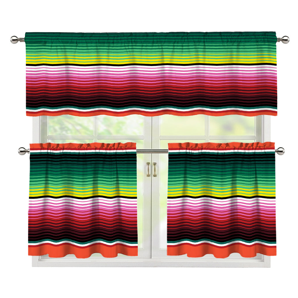 Colorful Serape Blanket Pattern Print 3 Piece Kitchen Curtains
