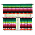 Colorful Serape Blanket Pattern Print 3 Piece Kitchen Curtains