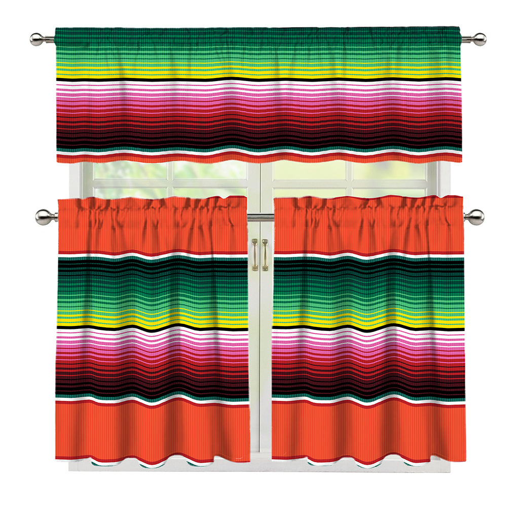 Colorful Serape Blanket Pattern Print 3 Piece Kitchen Curtains