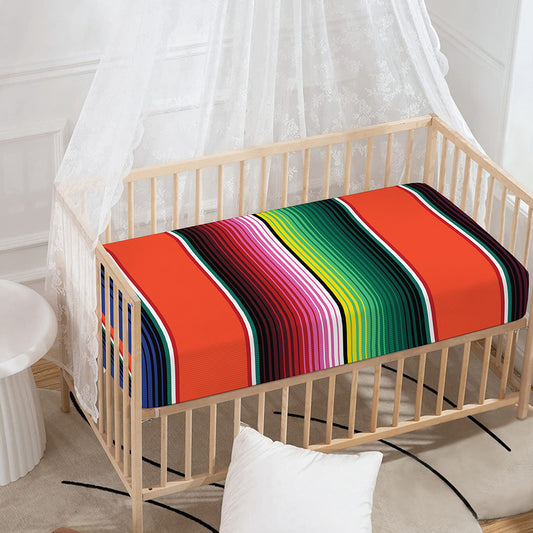 Colorful Serape Blanket Pattern Print Baby Crib Sheet
