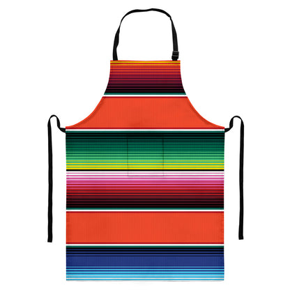 Colorful Serape Blanket Pattern Print Bib Apron With Pocket