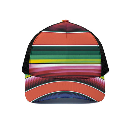 Colorful Serape Blanket Pattern Print Black Mesh Trucker Cap