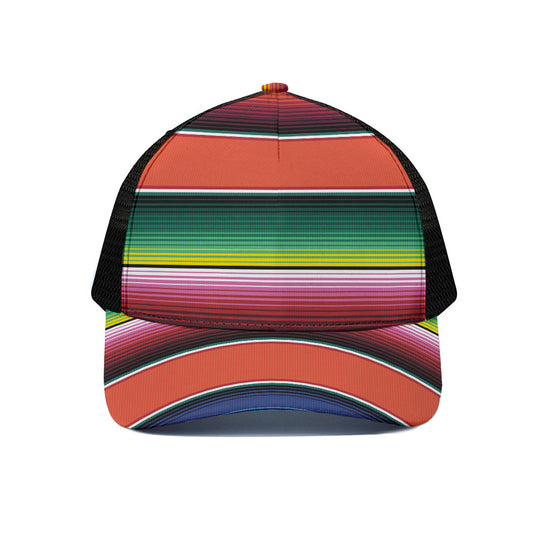 Colorful Serape Blanket Pattern Print Black Mesh Trucker Cap