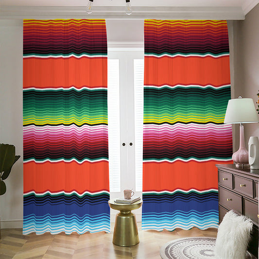 Colorful Serape Blanket Pattern Print Blackout Pencil Pleat Curtains
