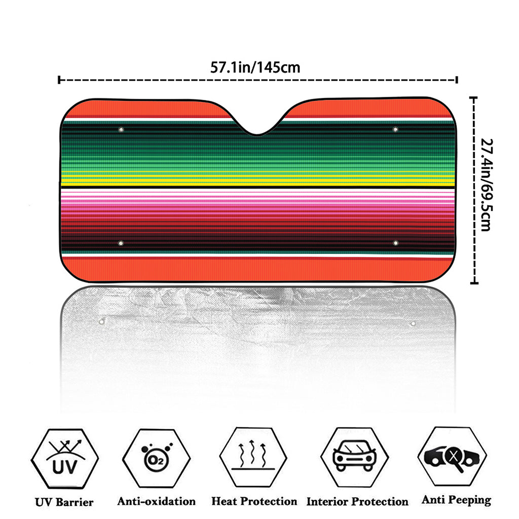 Colorful Serape Blanket Pattern Print Car Windshield Sun Shade