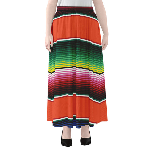 Colorful Serape Blanket Pattern Print Chiffon Maxi Skirt