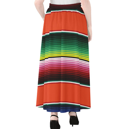 Colorful Serape Blanket Pattern Print Chiffon Maxi Skirt